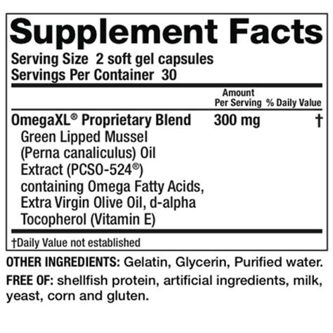 omega xl ingredients label